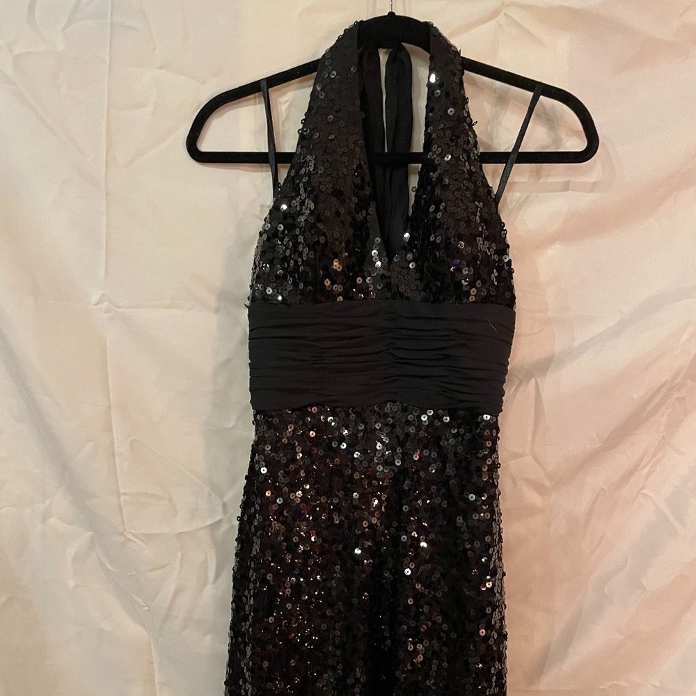 Black sequins mid-thigh sexy dress